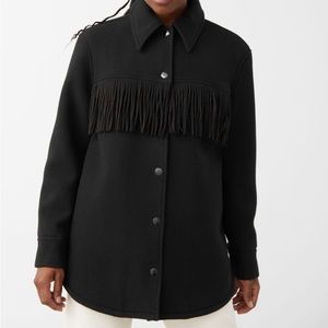 & Other Stories Fringe Black Button Down Jacket